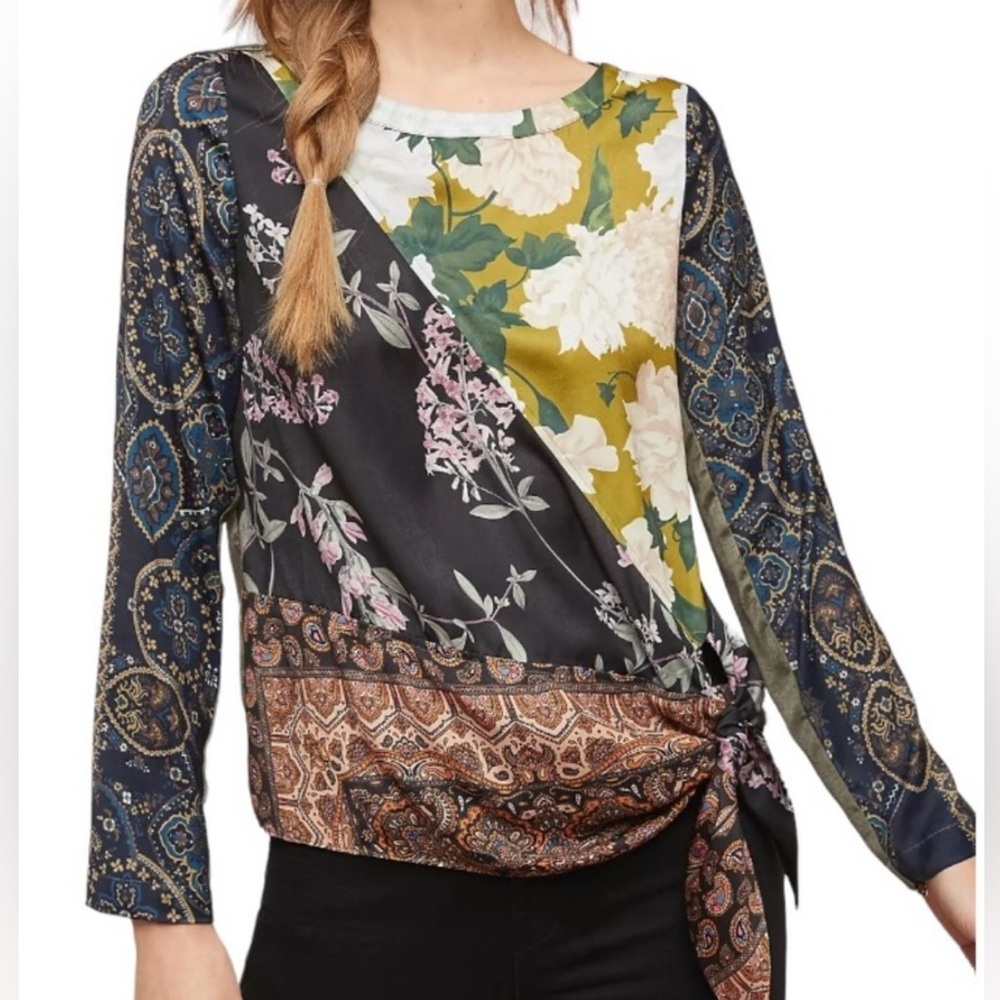 Anthropology Tiny floral side tie top, XS